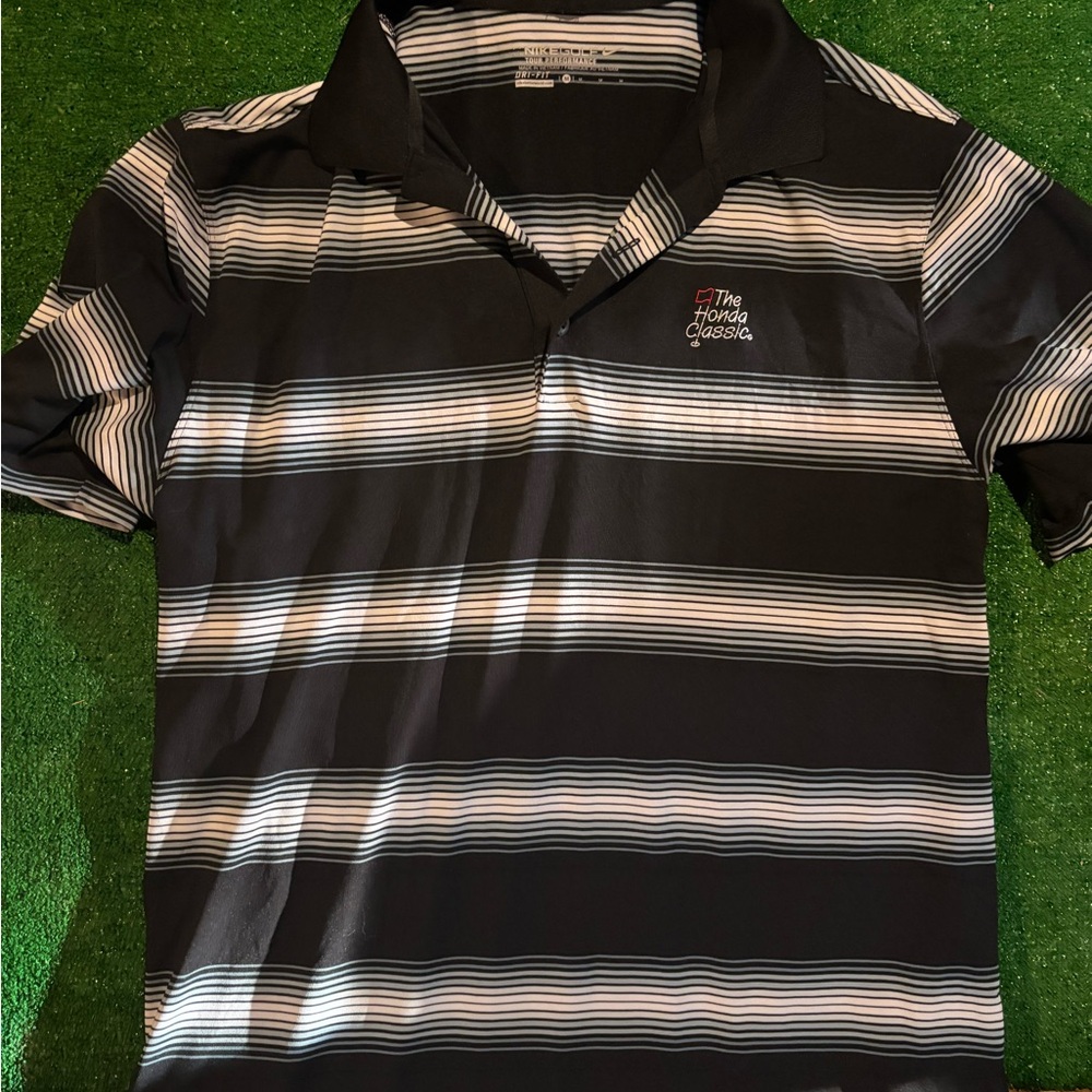 Men's Black Striped Polo Shirt